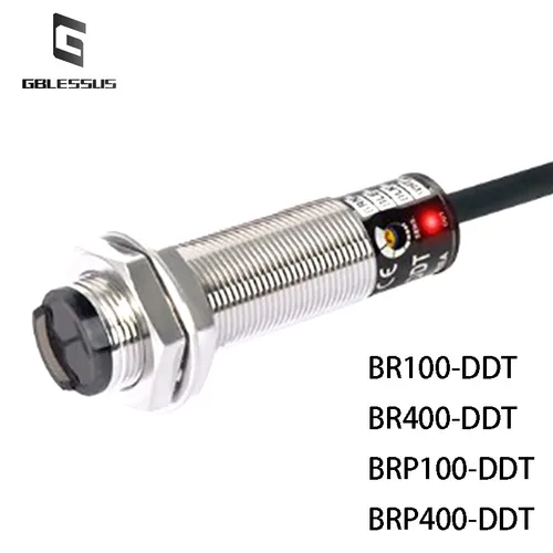 Imagen 1 del producto Interruptor fotoeléctrico BR100-DDT, Sensor de reflexión difusa de inducción infrarroja, marca Neutral, distancia de detección M18, 1-40CM