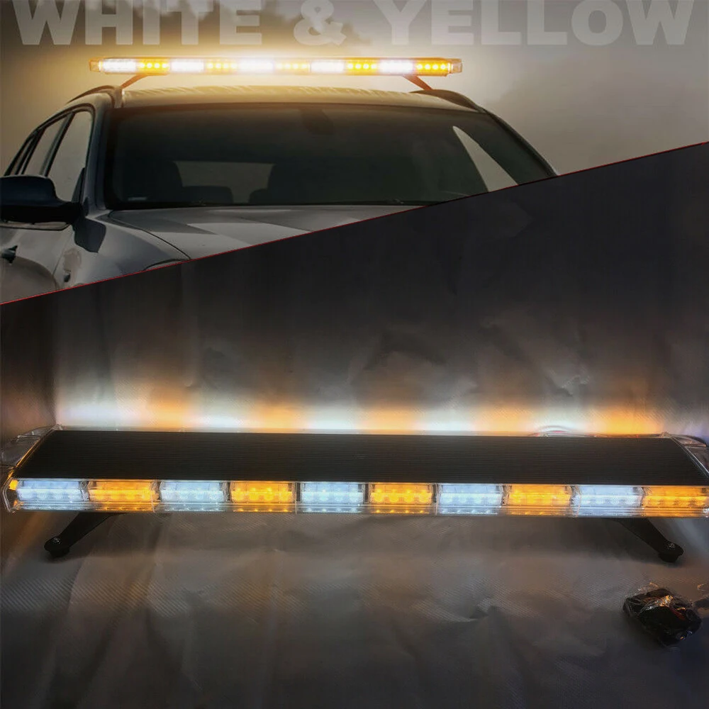 

LED Emergency Warning White Strobe Light Warn Tow Truck Response Strobe Light Bar Amber 47" Emergency Response Sign Light