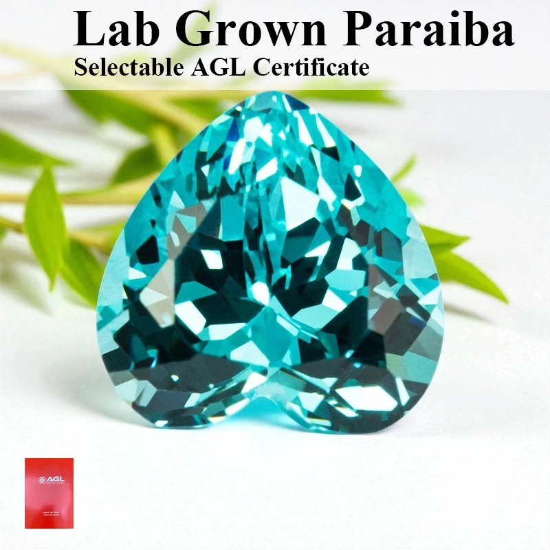 

Lab Grown Paraiba Heart Cut VVS1 Gemstone for Charms Diy Advanced Jewelry Making Selectable AGL Certificate