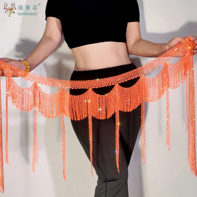 

Пояс с кисточками для танца живота, женский пояс для практики танца живота, набедренный шарф с бахромой для взрослых, аксессуары для восточных танцев, поясная цепочка