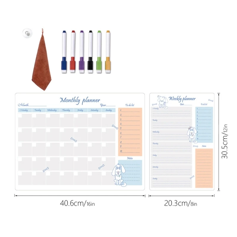 Magnetic Calendar Whiteboard Sticker Fridge Weekly Monthly Planner Calendar For Kitchen Grocery Shopping List To-do-list Board