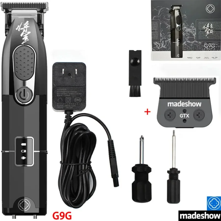 

Madeshow G9C G9G Мужская профессиональная машинка для стрижки волос, набор светодиодных дисплеев, малошумный беспроводной керамический триммер с лезвием, ножницы, 3200 мАч