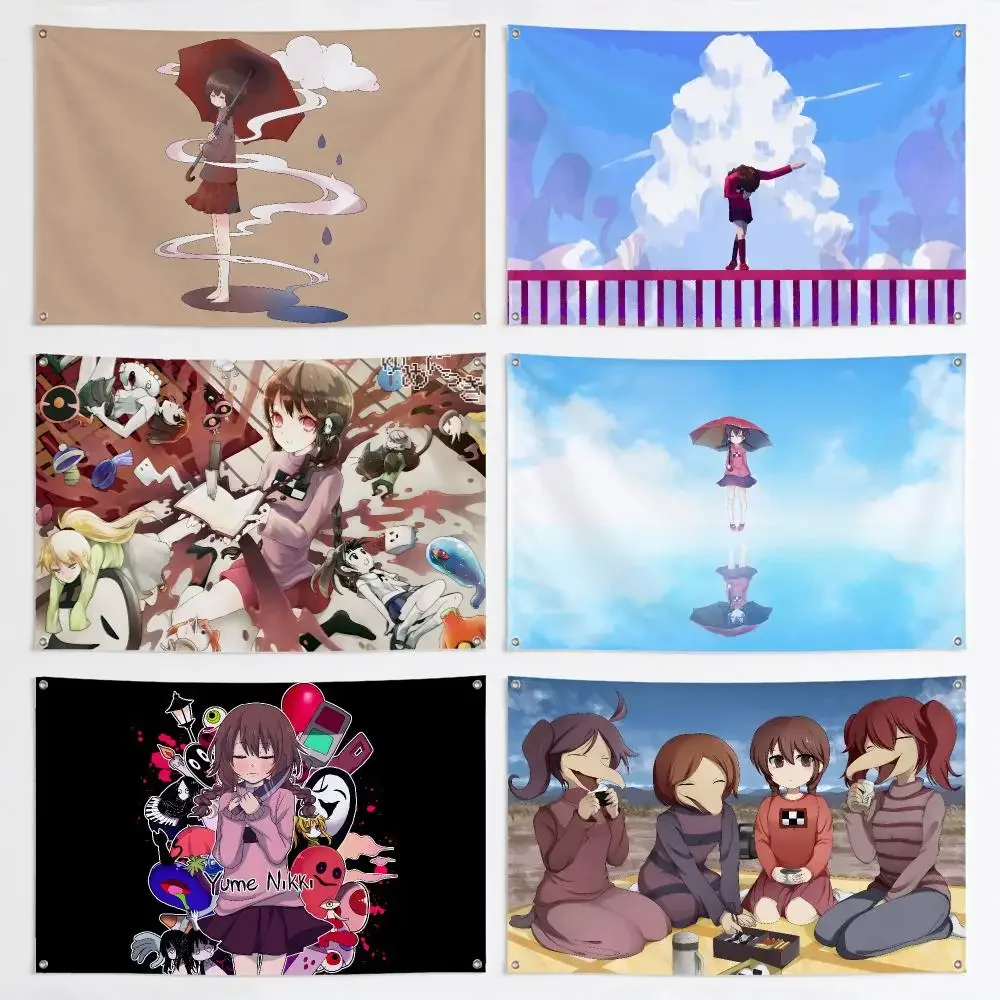 Game Y-Yume Nikki Flags Aesthetic Wall Tapestry Printed Wall Hanging Living Room Party Outdoor Decor