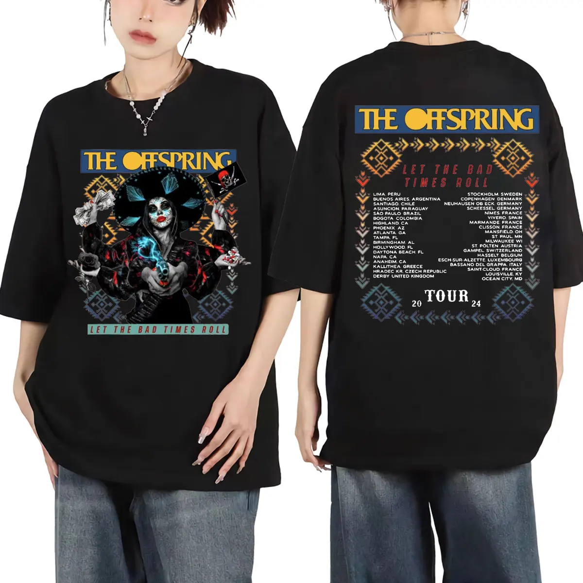 The Offspring Bands Let The Bad Times Roll 2024 Graphic T Shirts Fashion Rock Retro T-shirt Unisex Casual 100% Cotton T-shirts