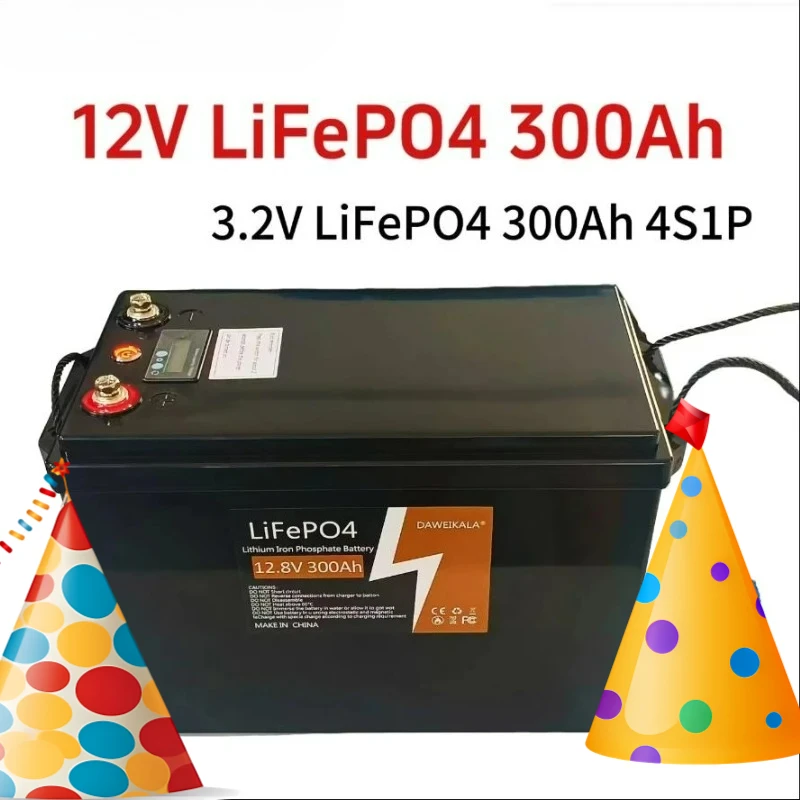 Batería LiFePO4 de 12V 300Ah con BMS, baterías de litio de 6000 ciclos para vehículos recreativos de 12.8V, carritos de golf, vehículos todoterreno, sistemas solares y eólicos fuera de la red.