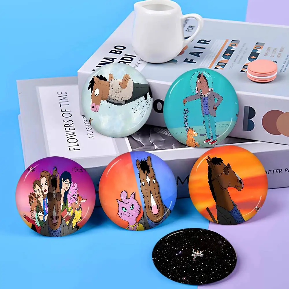 Cartoon B-BoJack H-Horseman Weicher Ansteckpin Rundes Metall-Abzeichen Reversnadel Geschenk für Freunde Kinder Schmuck