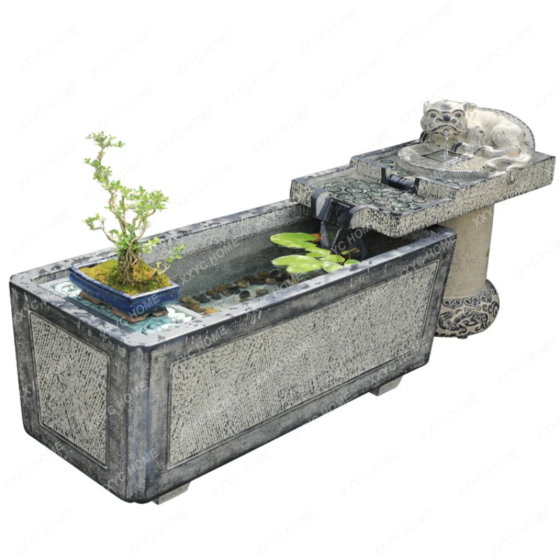 Flowing Water Ornaments Indoor Living Room Decoration Floor Water Landscape Lucky Fountain Outdoor Courtyard Fish Pond Landscape