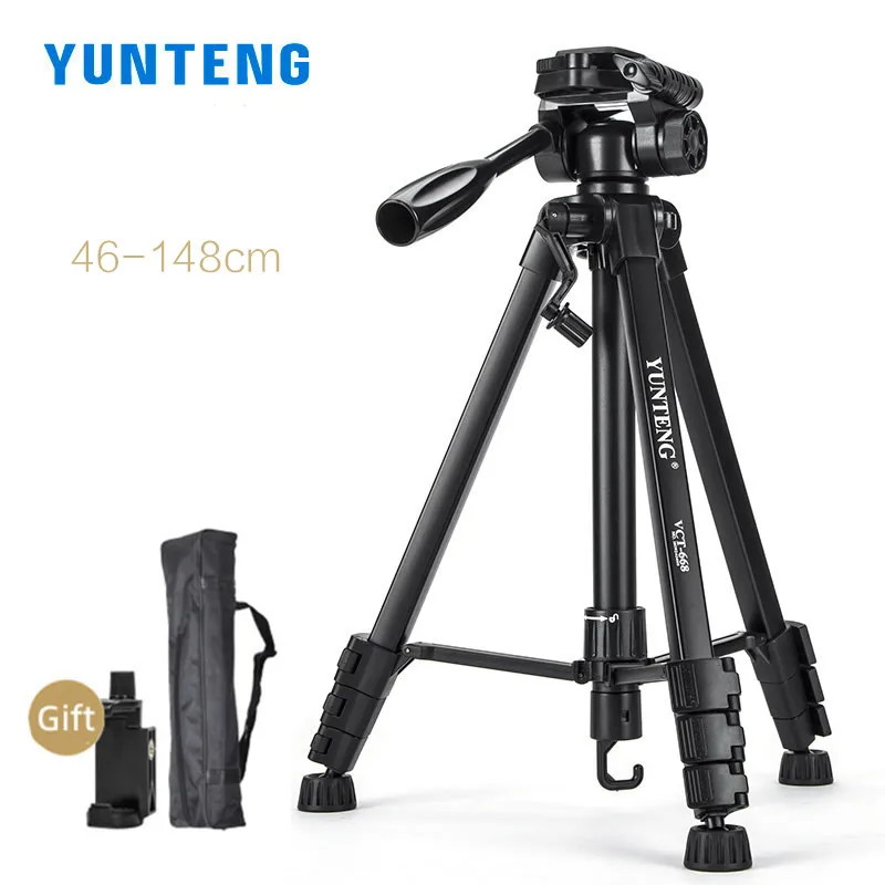 

YUNTENG VCT-668 Portable Professional Tripod Live Vlog Video Recording for Camera Phone Selfie LED Light Ring Light Bracket