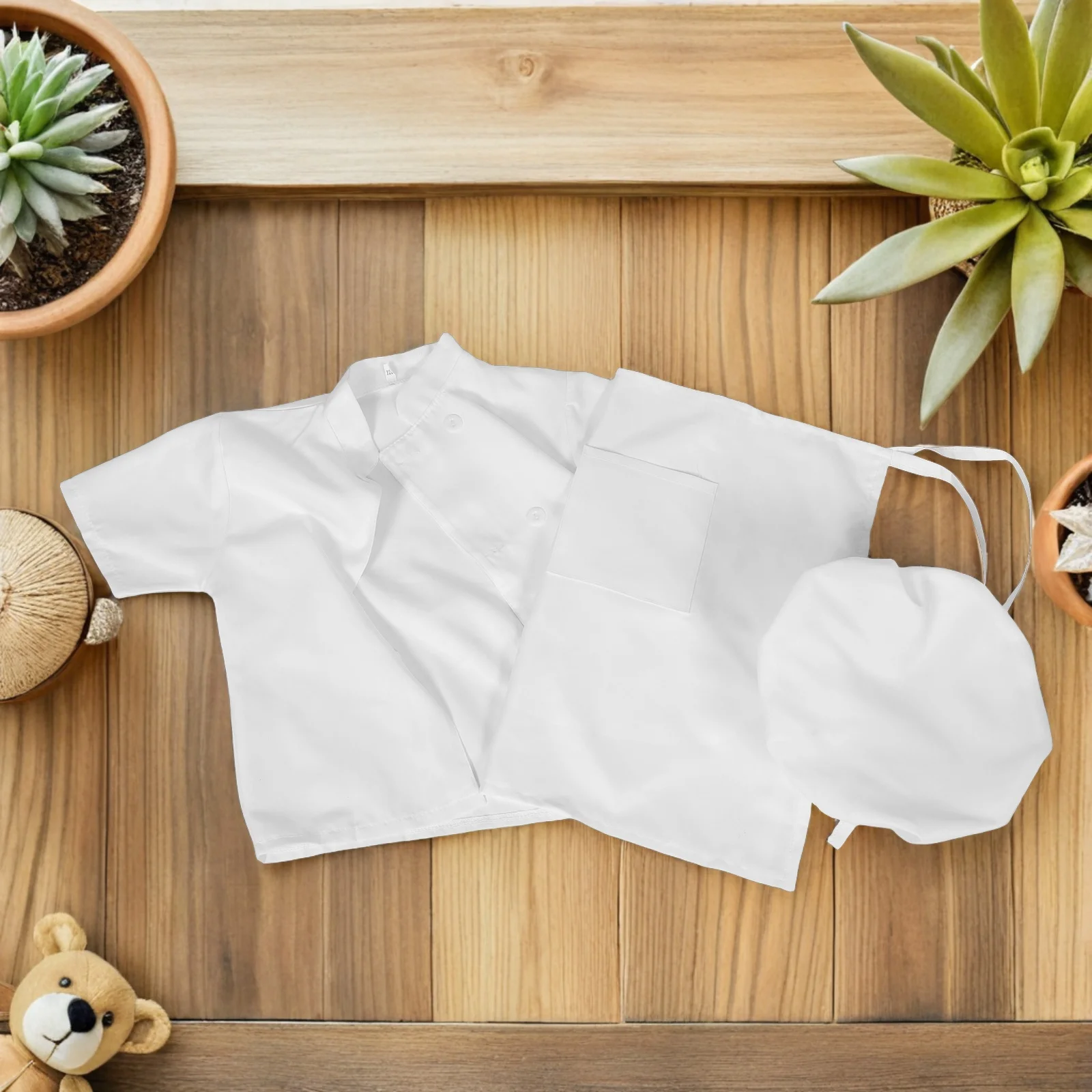 

1Set Child Baking Chef Costume Kids Apron Hat Set Unisex Kitchen Role Play Clothes Party Dress Bakery Outfit