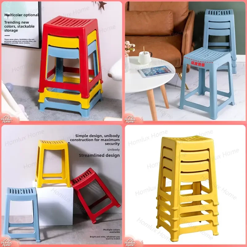 Thickened Stackable Plastic Stool for Adults Anti Slip Drop Proof Modern Simple Home Office Dorm Room Indoor Outdoor Use