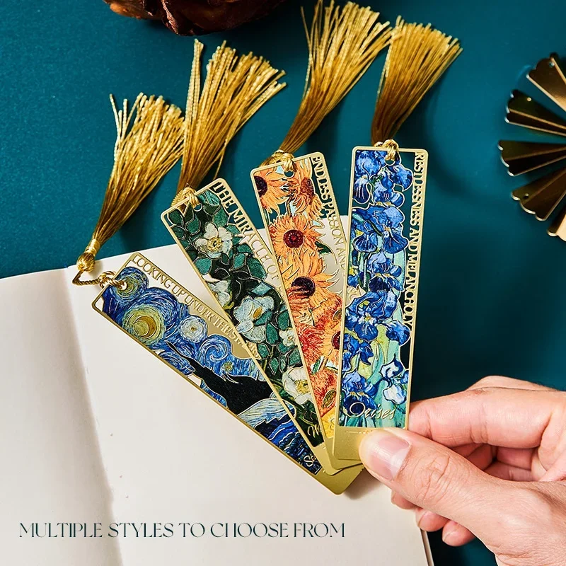 Cultural Creative Hollow Metal Vintage Oil Painting Bookmark Classical Ancientry Book Page Reading Clip Badge Ruler Pendant