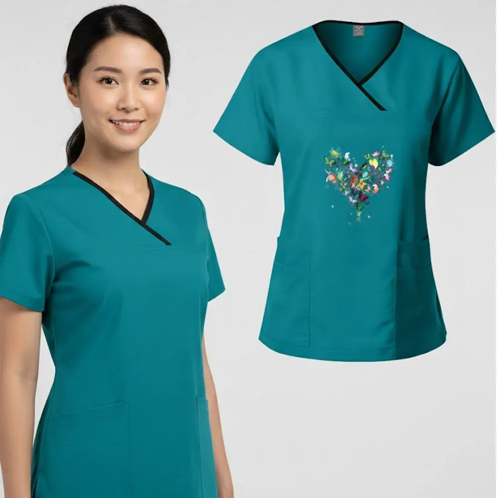 

Ergonomic V-Neck Dental Scrubs: Fluid-Resistant Split Workwear | Lightweight Women's Surgical Suit for Active Clinic Practice