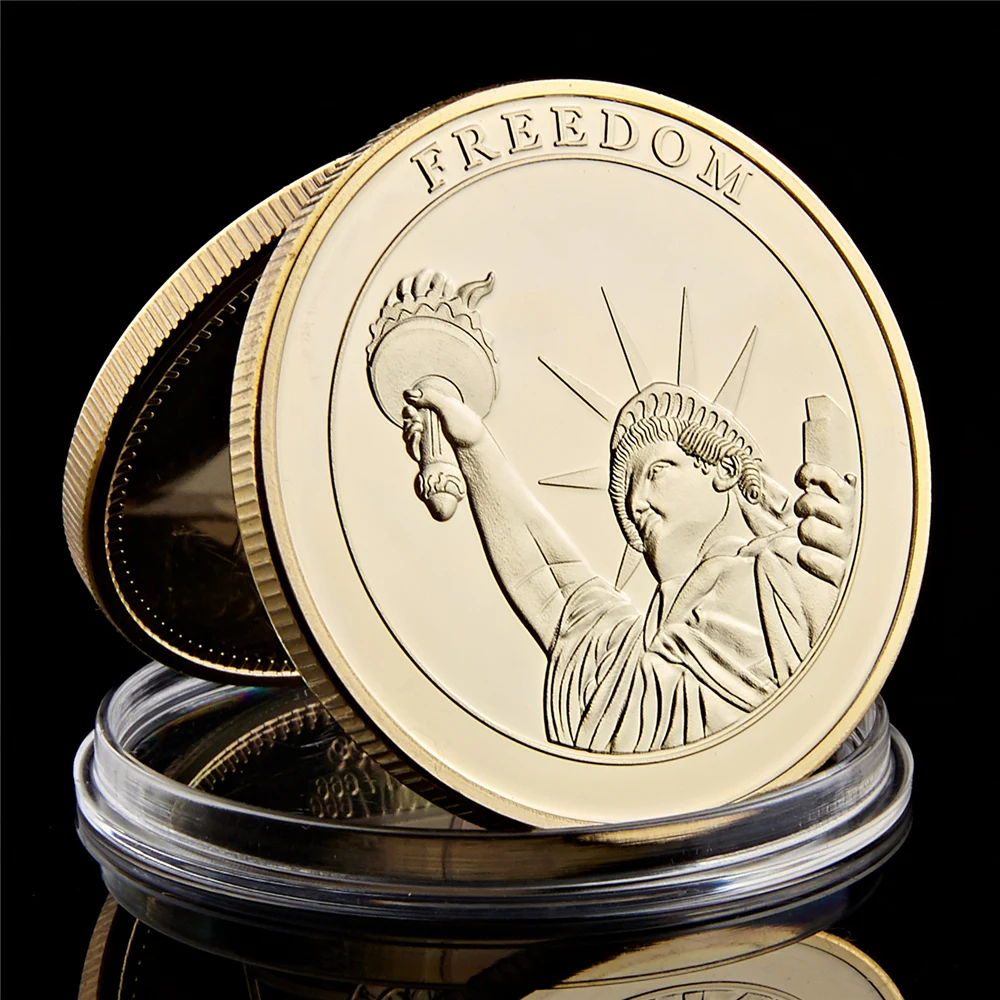 2001.9.11 Remember Attacks 1 World Trade Center Statue Of Liberty Godness Gold Coins For Recalling History Collection