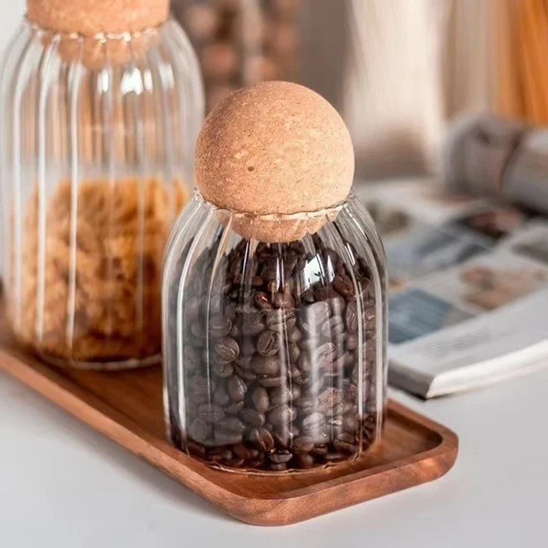 Cork Stopper Transparent Glass Sealed jar High Borosilicate Glass can Kitchen Food Tea Candy Coffee Beans spices Storage Tank