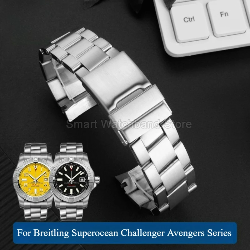 cinturino-in-acciaio-inossidabile-con-superficie-liscia-da-22-mm-interfaccia-speciale-per-breitling-superocean-challenger-avengers-comodo-da-indossare
