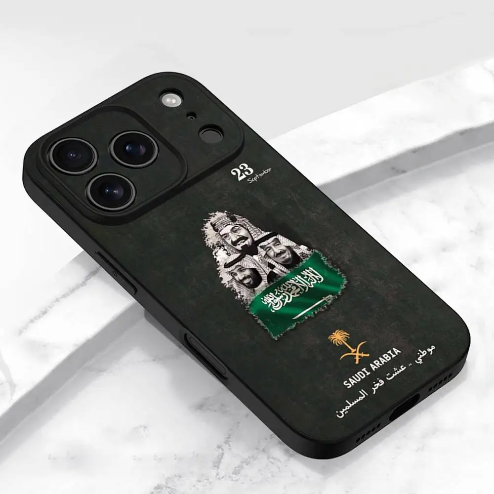 المملكة العربية السعودية سلمان جواز السفر العلم جراب هاتف آيفون 15,16,12,14,13,11,17,Pro,Max,Plus,E,Air,غطاء أسود صغير #4