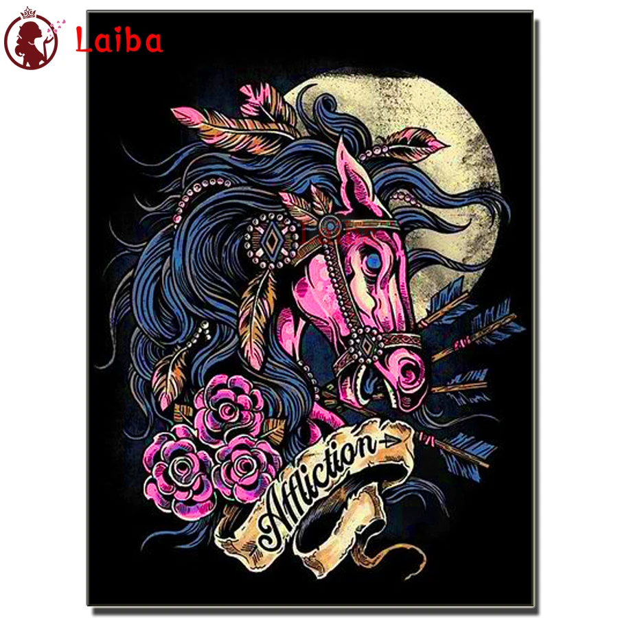 Diamond Embroidery Full Display Vintage horse head poster 5d Diamond Painting Animal Full Square Picture Rhinestone Mosaic decor