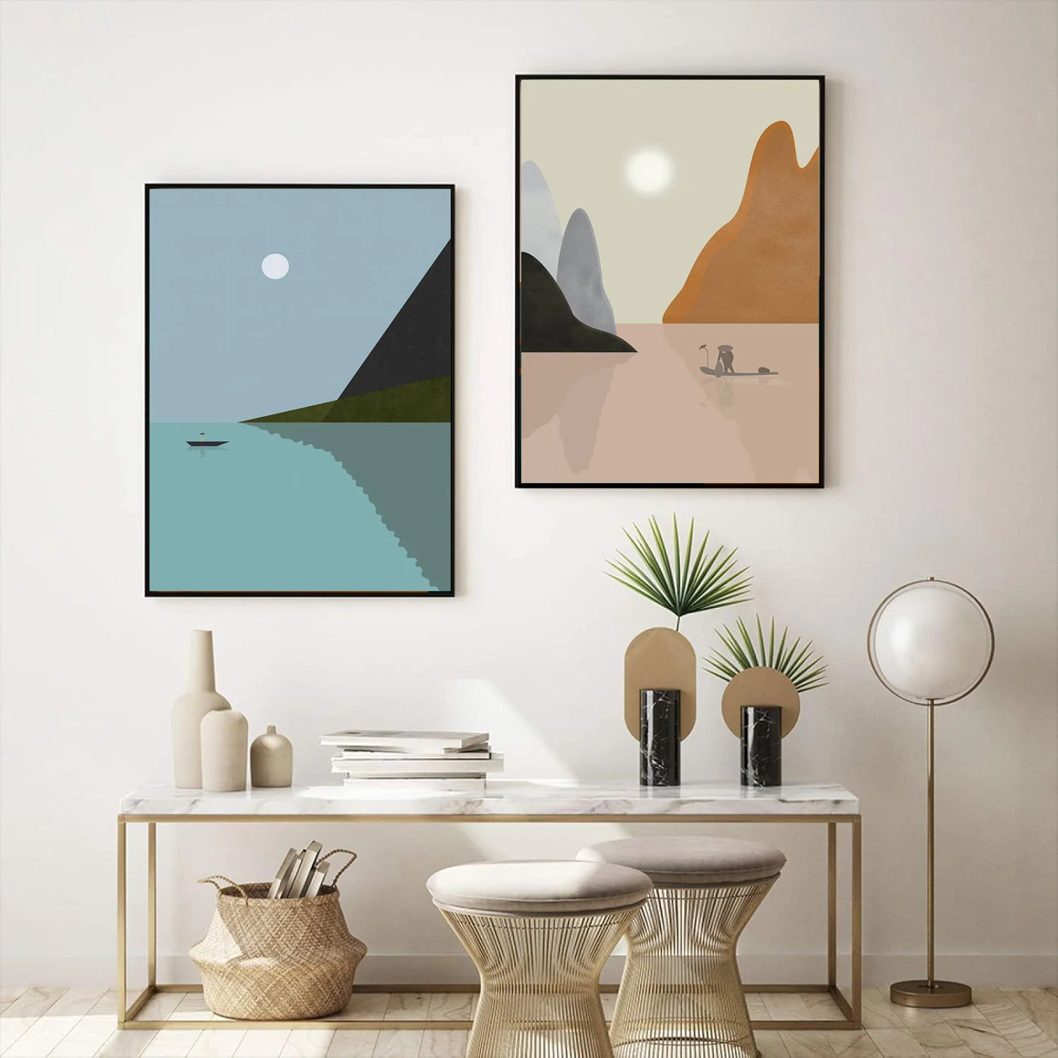 Minimalist Lake Wall Art Canvas Painting Nautical Sea Sunset Posters And Prints Landscape Wall Pictures For Living Room Decor