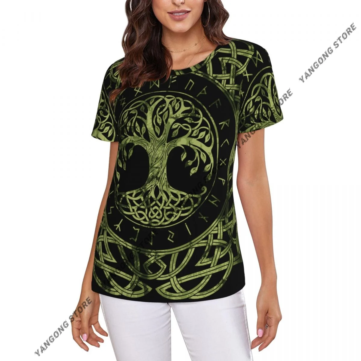 Women's T-shirt Norse Nordic Viking Tree Life Tshirt Women Casual O-Neck Short Sleeve Tops Tees Clothing