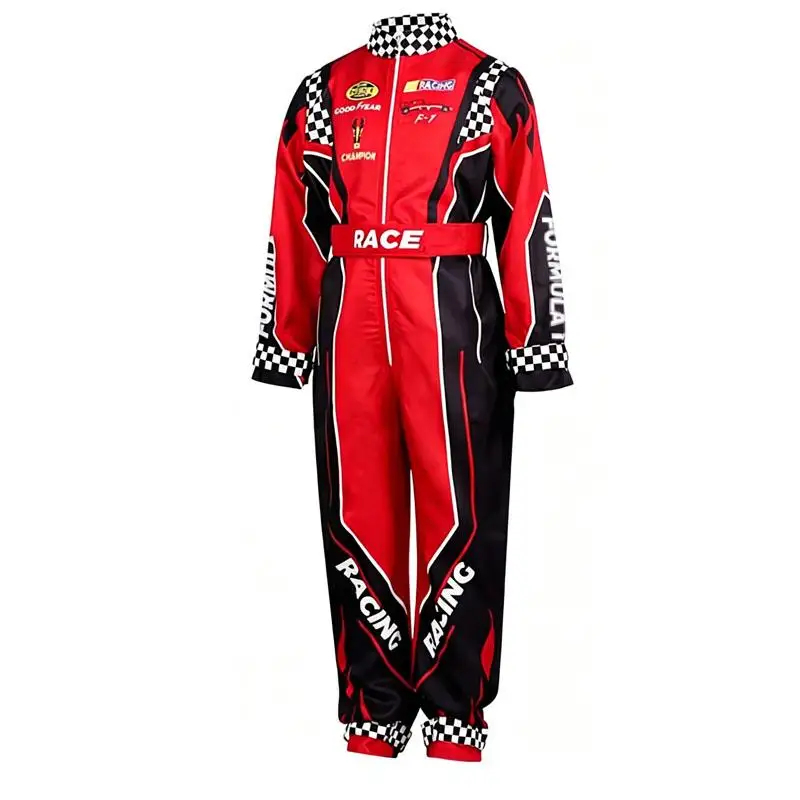 Erwachsenen-Rennfahrer-Cosplay-Kostüm Rotes Klassisches Einteiliges Trainings-Rennanzug-Set Herren Karting-Trikot Kleidung