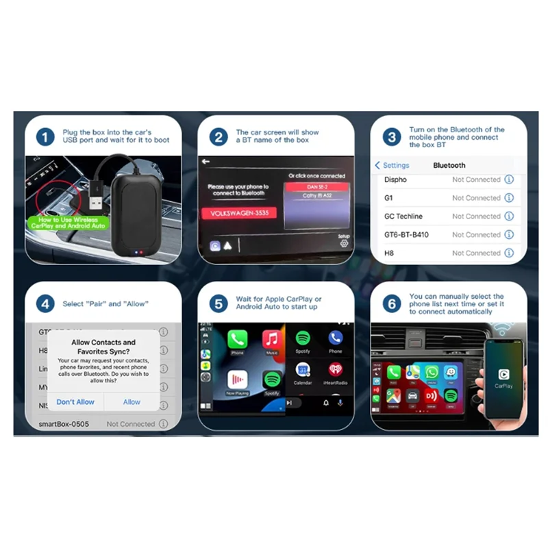 

A83F-1 PCS Wired To Wireless Carplay Android Auto USB Dongle Explotec CP880C Parts Accessories Fit For Iphone And Android Phone