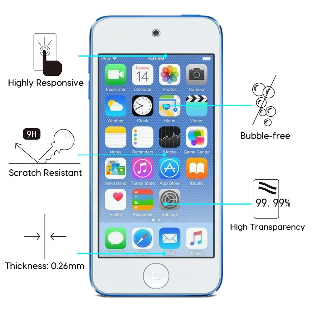 9H 2.5D For Apple iPod Touch 5 / 6 Tempered Glass Screen Protector For Apple iPod Touch 5th 6th Gen Generation Protective film