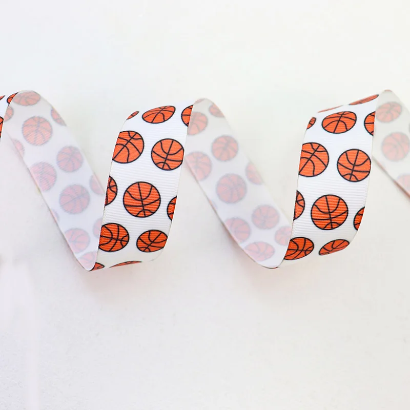 Fita de grosgrain para arcos, Sports Basketball Print, DIY Craft Acessórios, Decoração, Suprimentos de Embalagem, 9mm, 25mm, 38mm