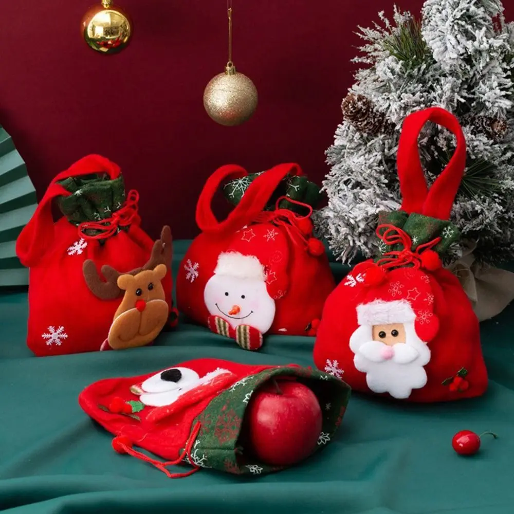 

Christmas Gifts Bag Children Portable Elk Snowman Santa Claus Stocking Bag Exquisite Printed Christmas Candy Bag Handbag