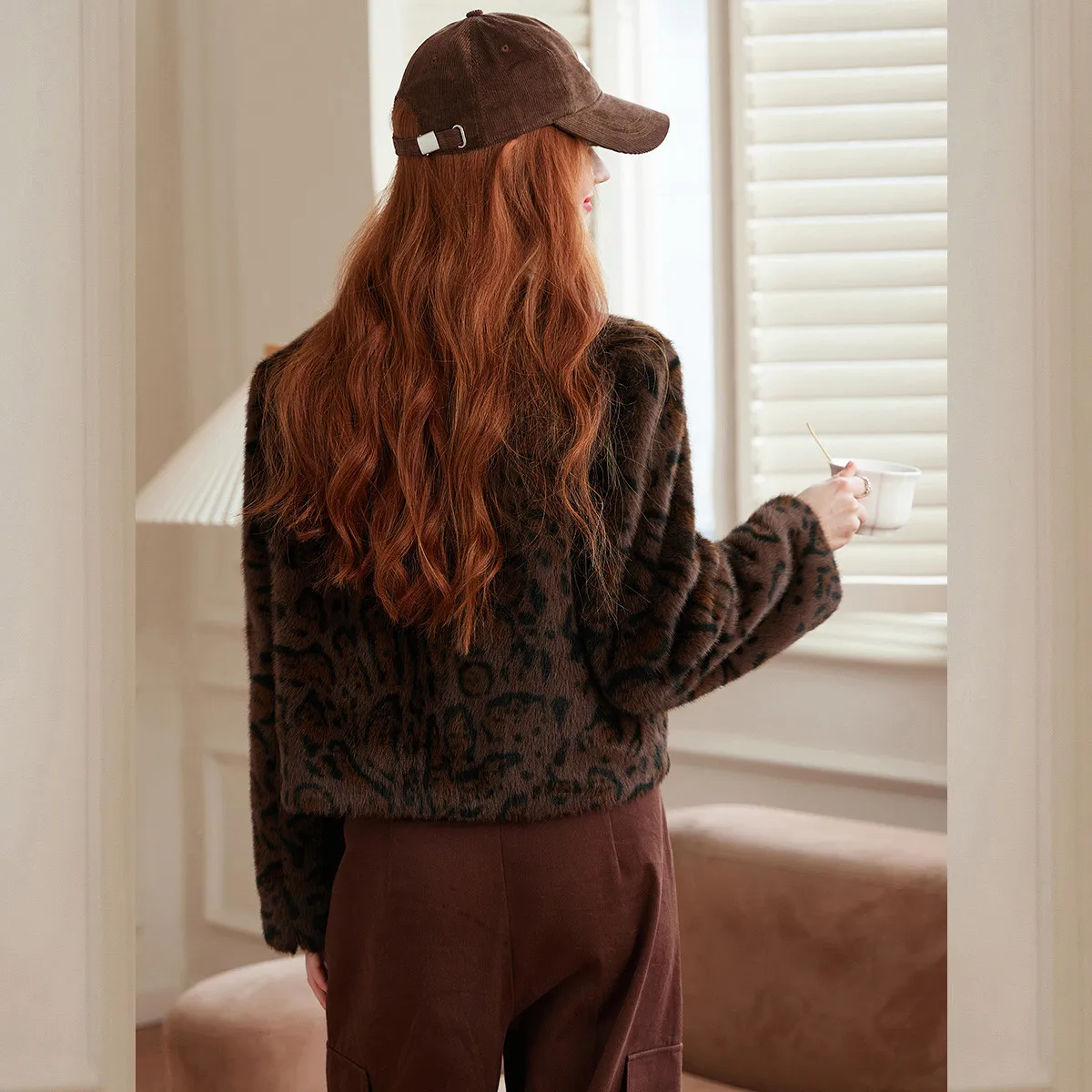 Elegant Women's V-Neck Faux Mink Fur Coat for Autumn Winter