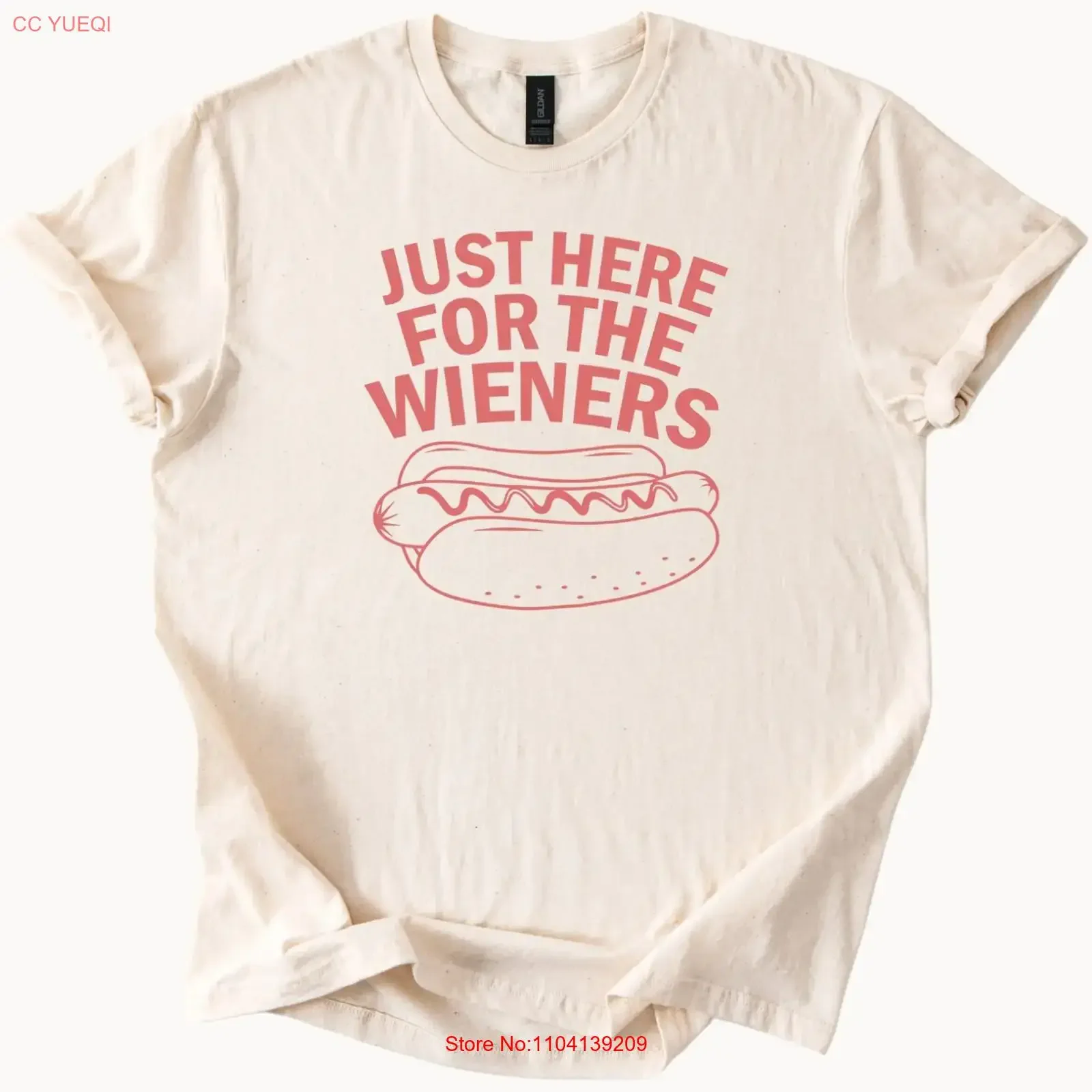 Just Here For The Wieners Hot Dog T Shirt Funny Barbecue Cookout  vintage Washed streetwear Breathable Unisex