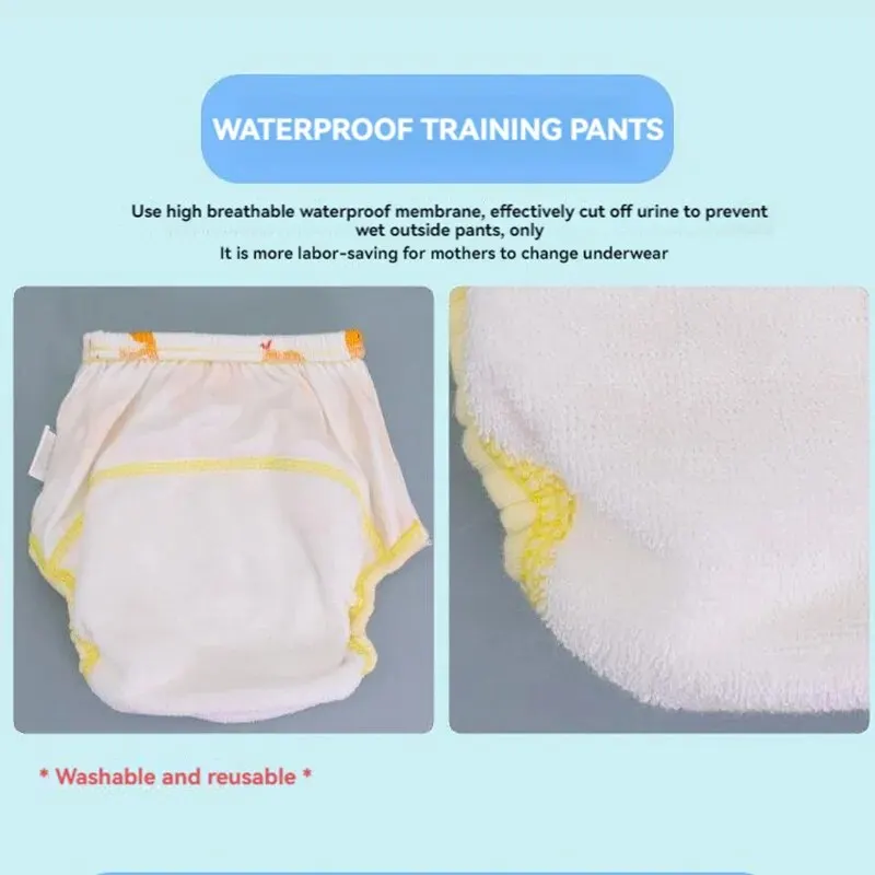 Baby Cotton Learning Pants Diaper Pocket Cloth Diaper Waterproof Training Pants Breathable Baby Washable Cartoon Diaper Pants