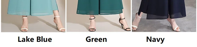 Women Side Slit Chiffon Pants Summer Thin Elastic Waist Wide Leg Pants Chic Droop Trousers Chinese Style Nine Point Pants