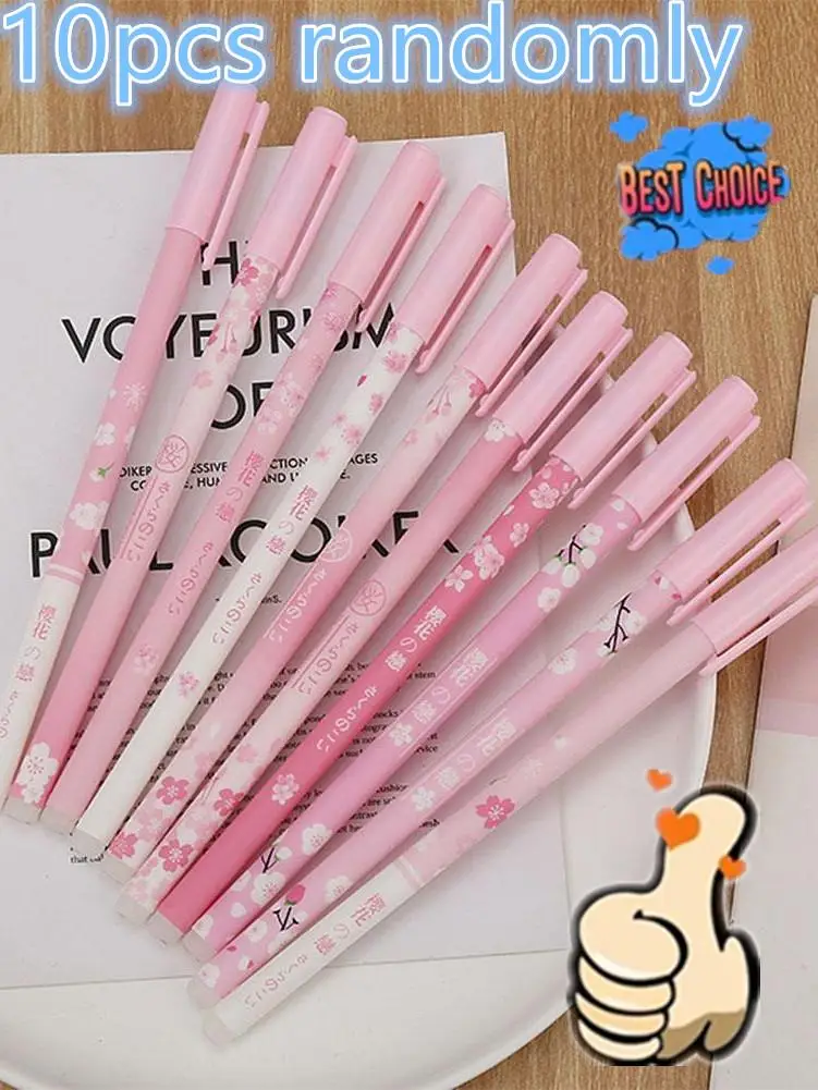 5pcs/lot Kawaii Erasable Pen Cherry Blossoms Gel Pen Black Ink Promotional Exam Ballpoint Office School Supplies Stationery