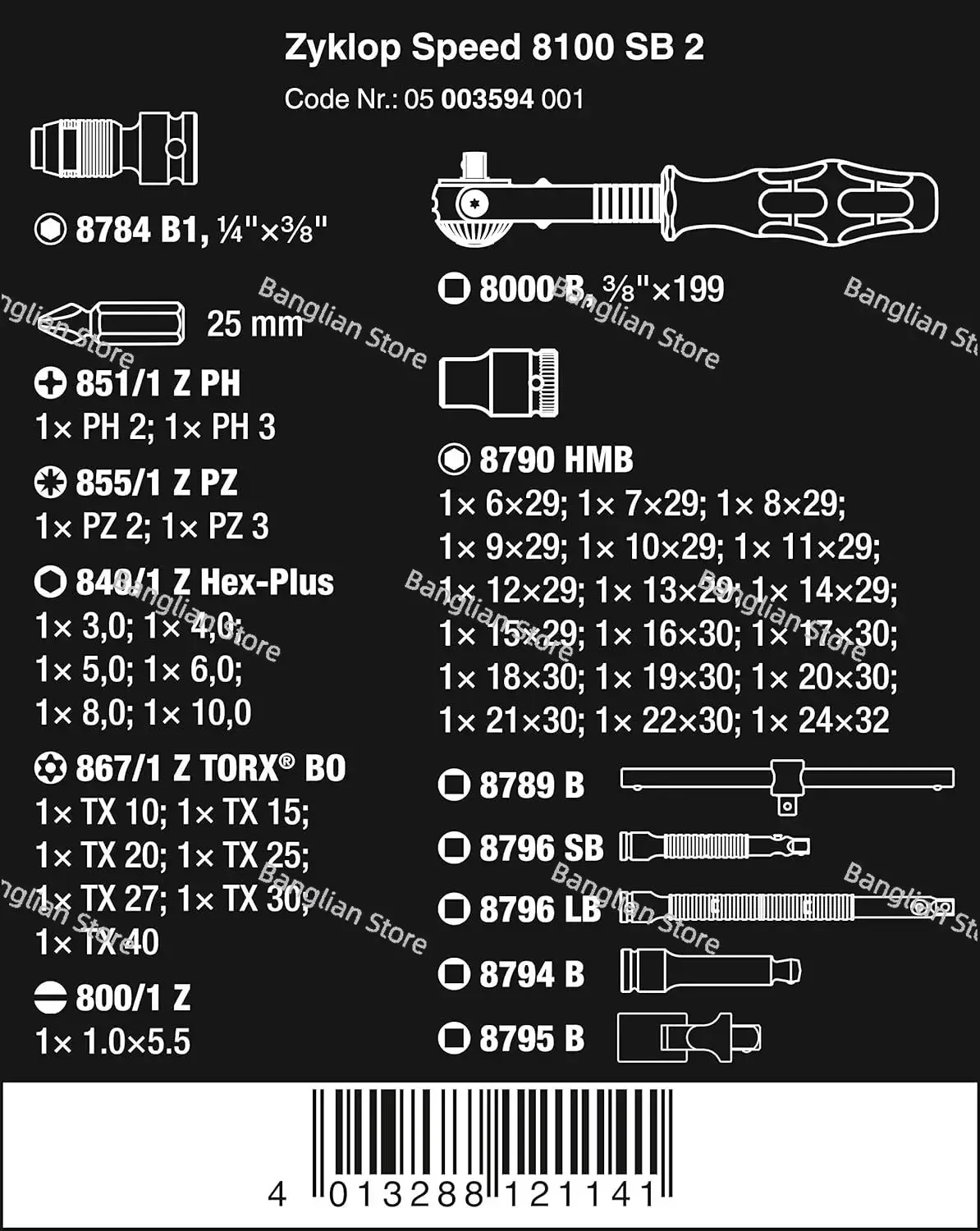 Wera - 5003594001 8100 SB 2 Zyklop 3/8\