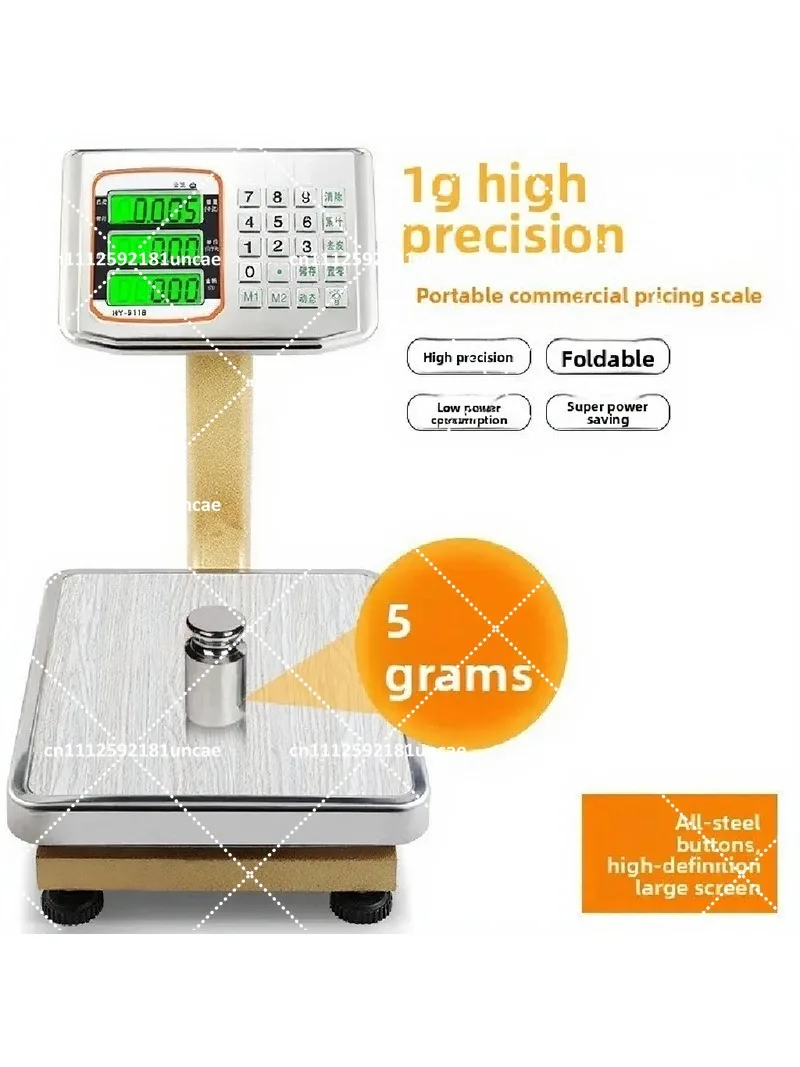 Digital Scale 60kg Precision 0.01kg, Commercial Weighing Platform for Business, Small Parcel Shipping Scale