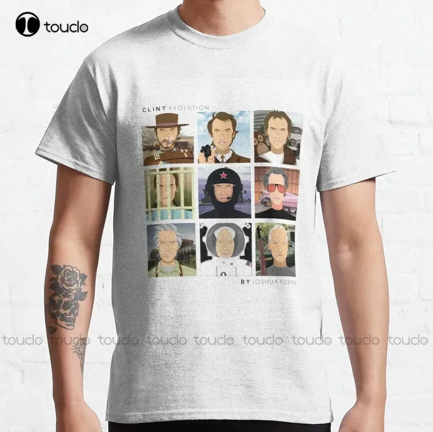 Clint Evolution Clint Eastwood Actor Film Star Evolution Classic T-Shirt Mens Athletic Shirts Custom Aldult Teen Unisex Xs-5Xl