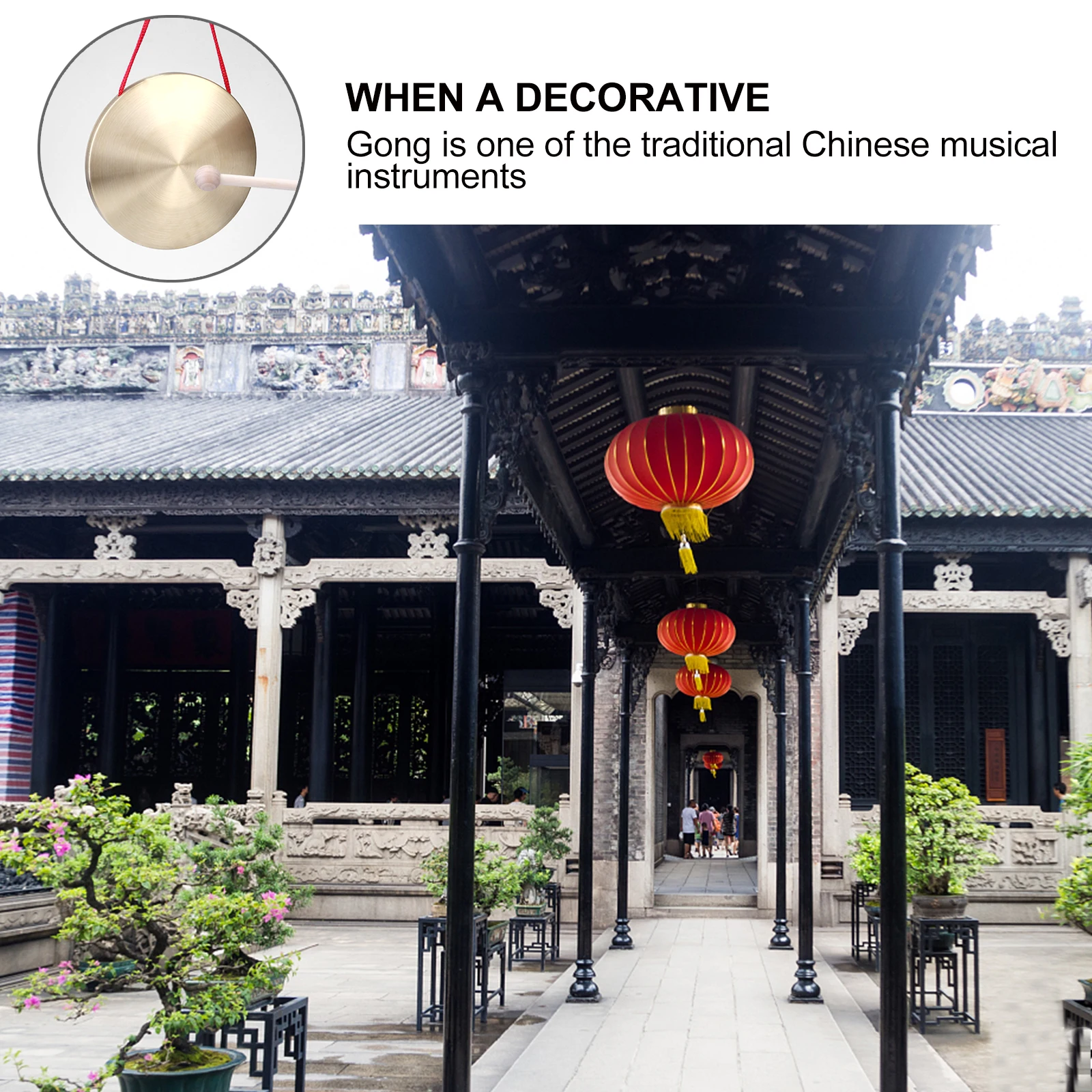 

1 Set Copper Gong Hand Brass Cymbals Wooden Stick Percussion Chinese Instrument Party Dancing Concert Activity Musical