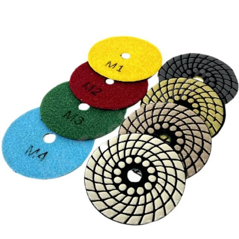 

4PCS 3Inch 4Inch 4 Steps Dry Diamond Polishing Pad Flexible Sharp Type Polishing Pad For Granite Marble Stone Sanding Disc Tools