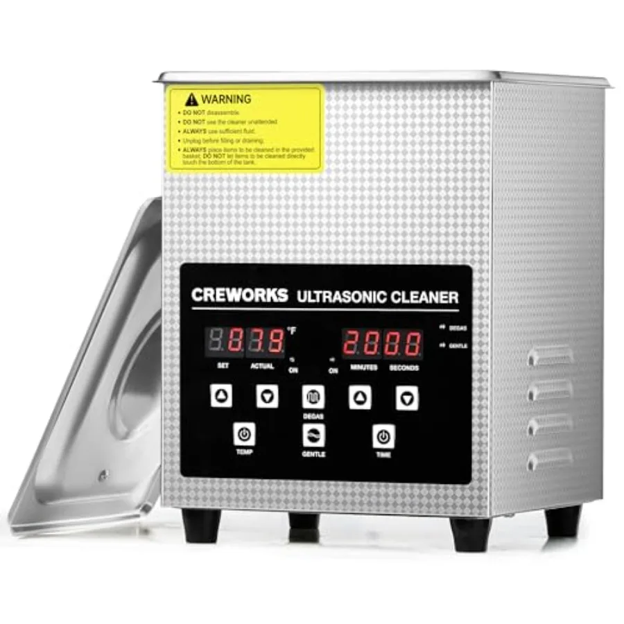 

CREWORKS Digital Ultrasonic Cleaner with Degas and Gentle Modes 0.5 gal. Ultrasonic Cleaning Machine with 150W Heater and 1-30