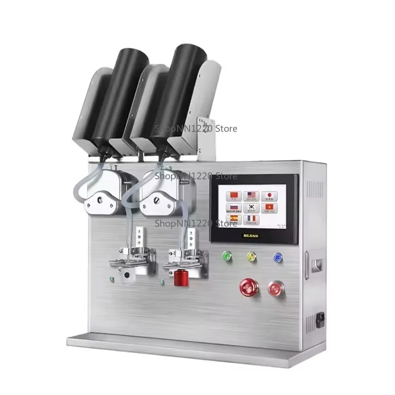 New Double Head Quantitative Filling Machine, Small Automatic Filler for UV Gel, Nail Polish, Mascara, Lipstick and Thread Glue