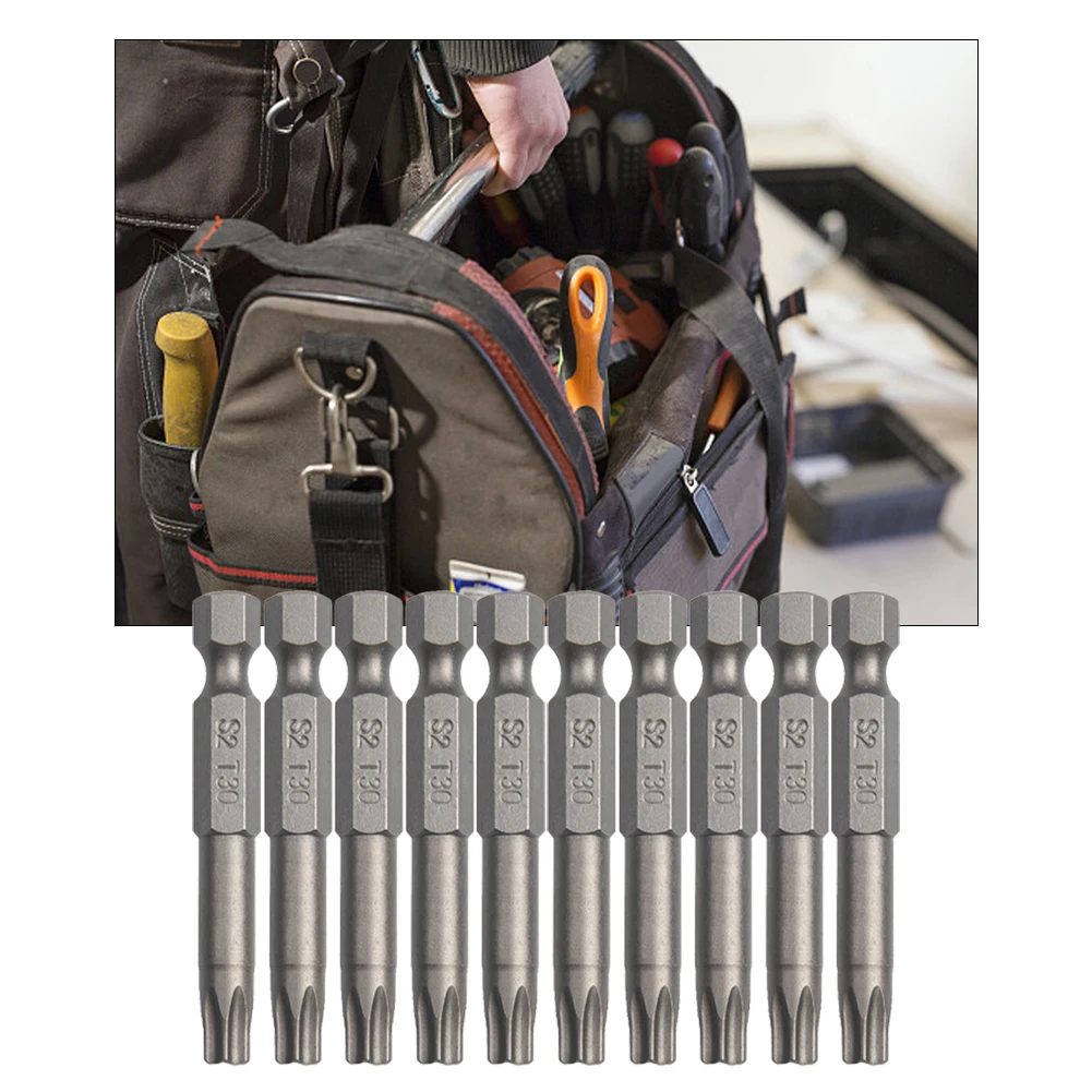 Imagem -04 - Longo T30 Chave de Fenda Bit Torx Magnética Chave de Fenda Bits Hex Shank Cabeça Parafuso Driver de Perfuração Ferramentas Manuais 10 Pcs 50 mm