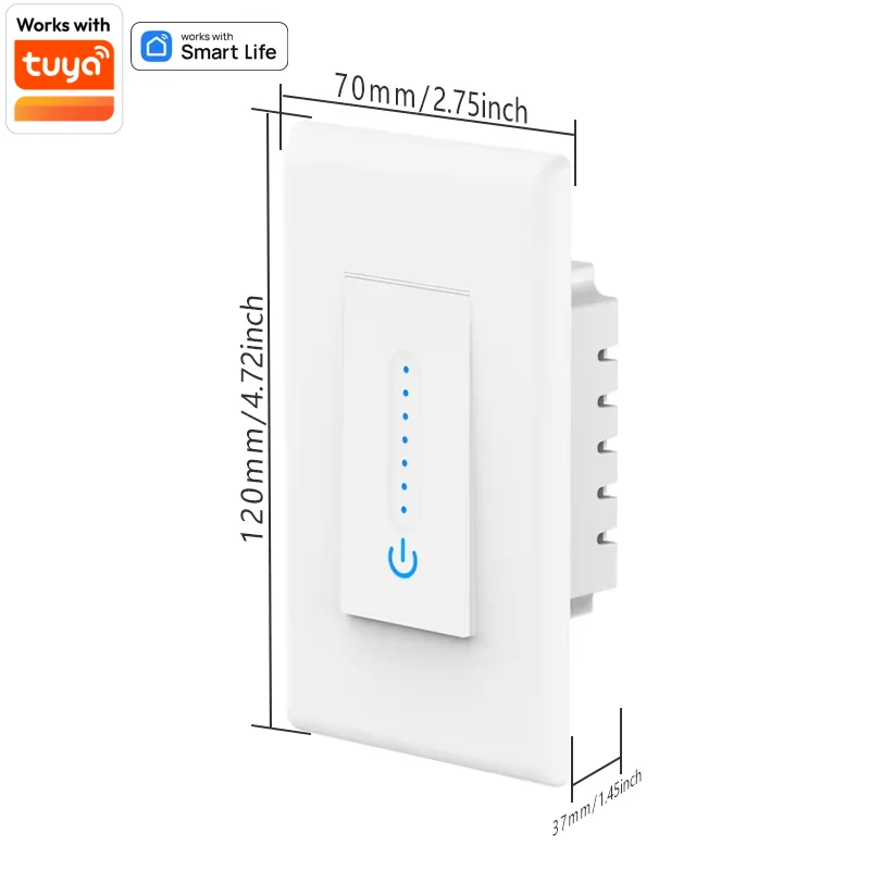 WiFI Smart Dimmer Switch US Thyristor Slider Light Dimmer Switch Supports Tuya  Alexa Voice Remote Control Intelligent Timing