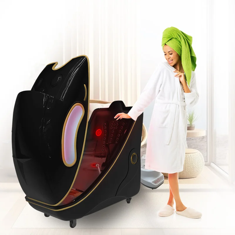 sitting steam heating ozone sauna capsule saun infrared led light spa capsules with bluetooth music