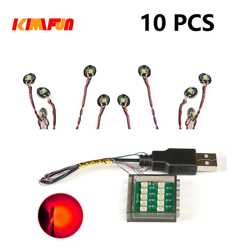 10 Stück 0,8mm Pin RGB LED für LEGO Bausteine USB-Lampe DIY Straßenbeleuchtung Stadt Elektrische Dekoration 1X1 Stein Kompatibel mit Allen Marken