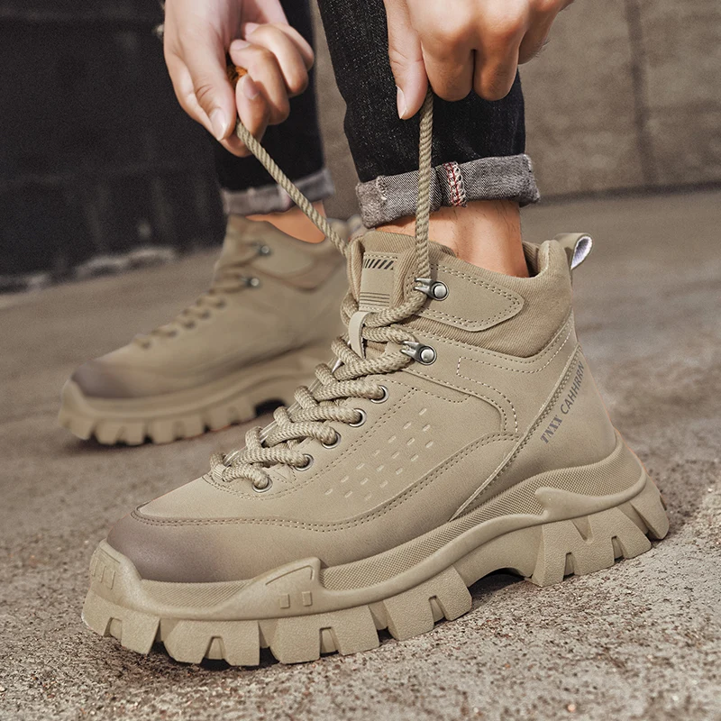 

2025 high-top boots, British workwear motorcycle shoes, versatile casual shoes, trendy outdoor shoes