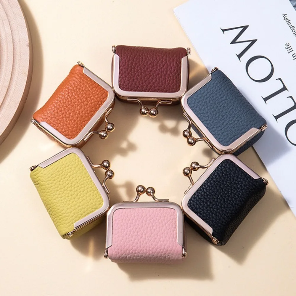 

Сумка для мелочи из искусственной кожи с замком-поцелуем, роскошная маленькая квадратная мини-сумка для хранения, изысканная мягкая кожаная сумка для ювелирных изделий, сумка для хранения ювелирных изделий