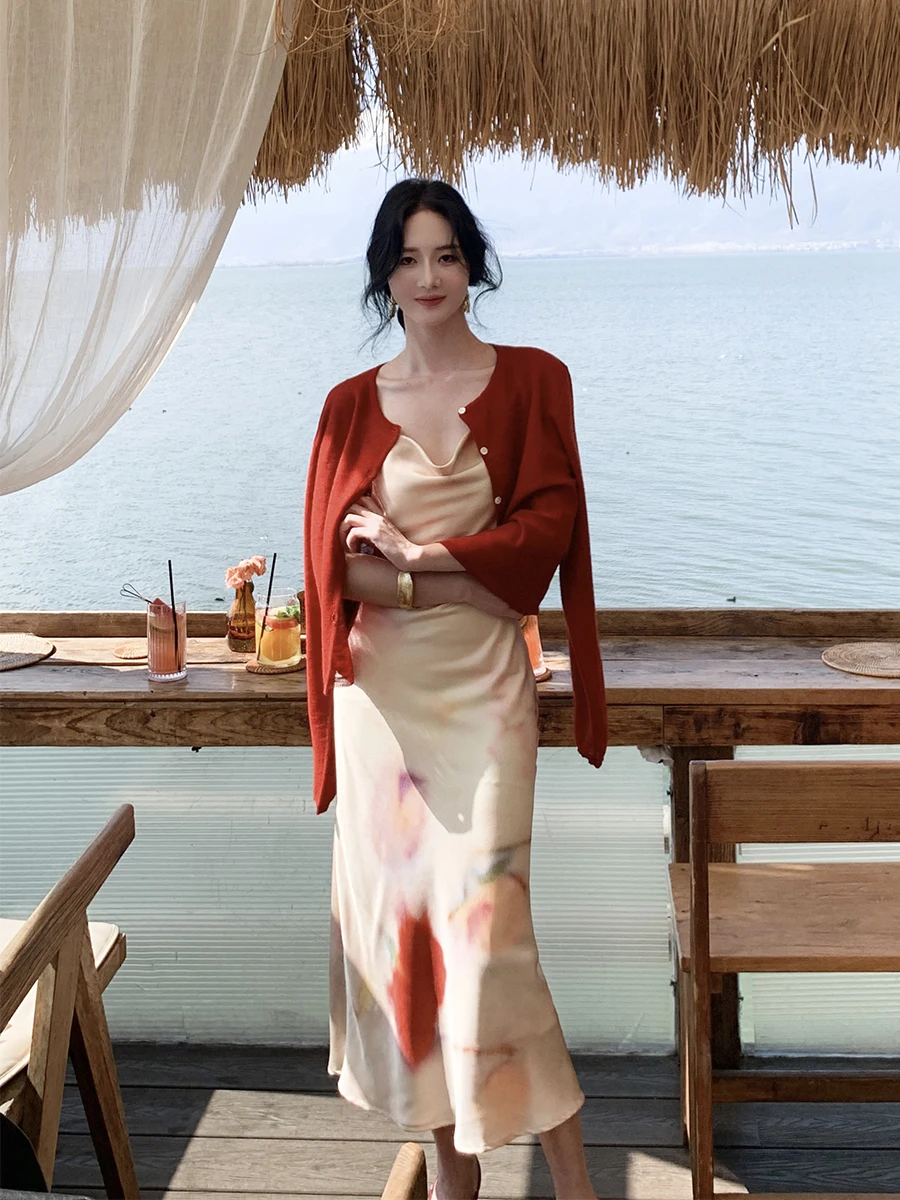 

High Quali Silk Knitted Open Cardigan Women's Long Sve Lightweight Outerwear Comfortable Sun Protection Spring New Sle