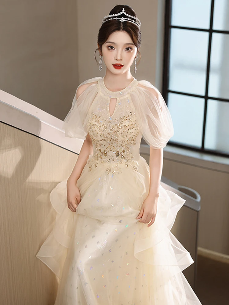 

Ele Long Evening Gown Women's 2025 New High-End Sensation Lightweight Luxury Engagement Art Exam aduation Host Adult...