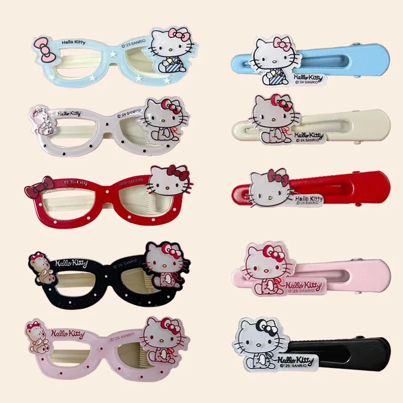 

New model Hello kitty style acrylic glasses cat hair clip Japanese sweet girl style side duckbill clip hair clip hair clip