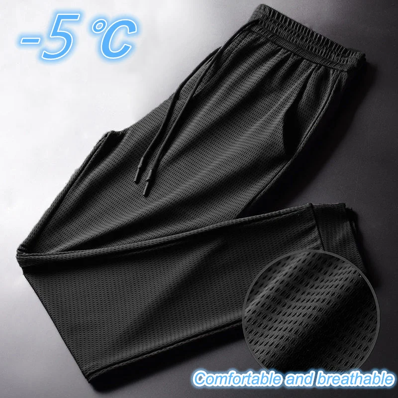 New Summer Design Outdoor Men\'s Breathable Mesh Stretch Thin Sports Gym Slim Pants